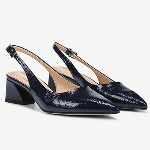 Franco Sarto Black Patent Leather Slingback Heels